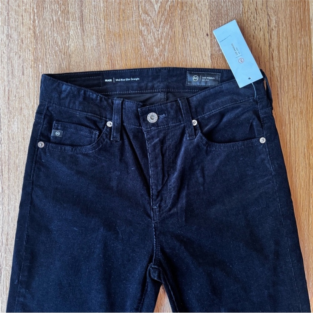AG Adriano Goldschmied Mari Mid-Rise Slim Straight Jeans Black Size 23 NWT - Picture 6 of 11